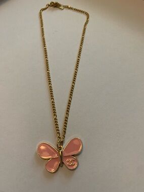 18k triple gold plated Necklace with adorable Pink Butterfly Pendant